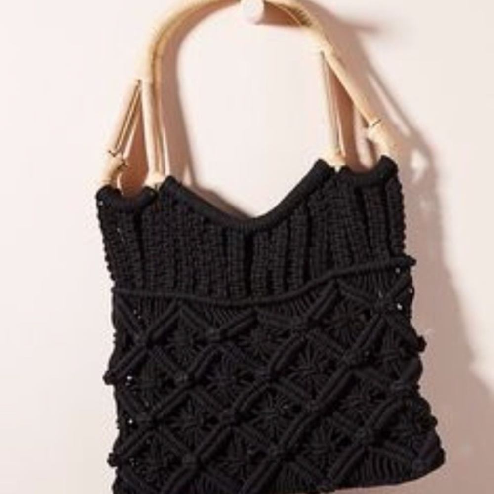 NWOT Anthropologie Black Macreme  Amara Bag